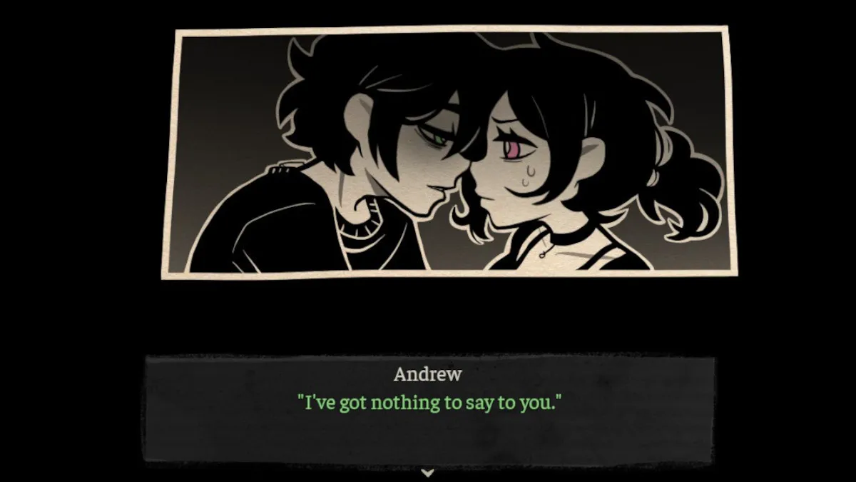 Andrew and Ashley comforting each other in the room